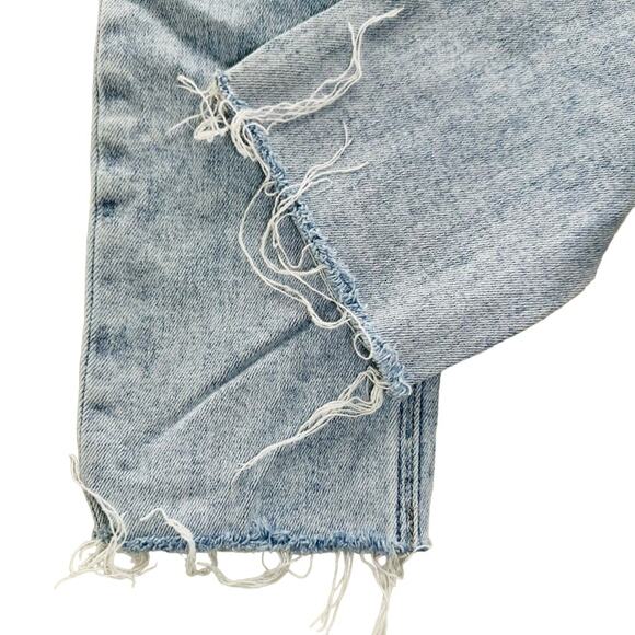 Paige Hoxton Slim Crop Jeans Size 26 Raw Hem Light Blue Wash 5 Pocket Mid-Rise - Picture 7 of 9